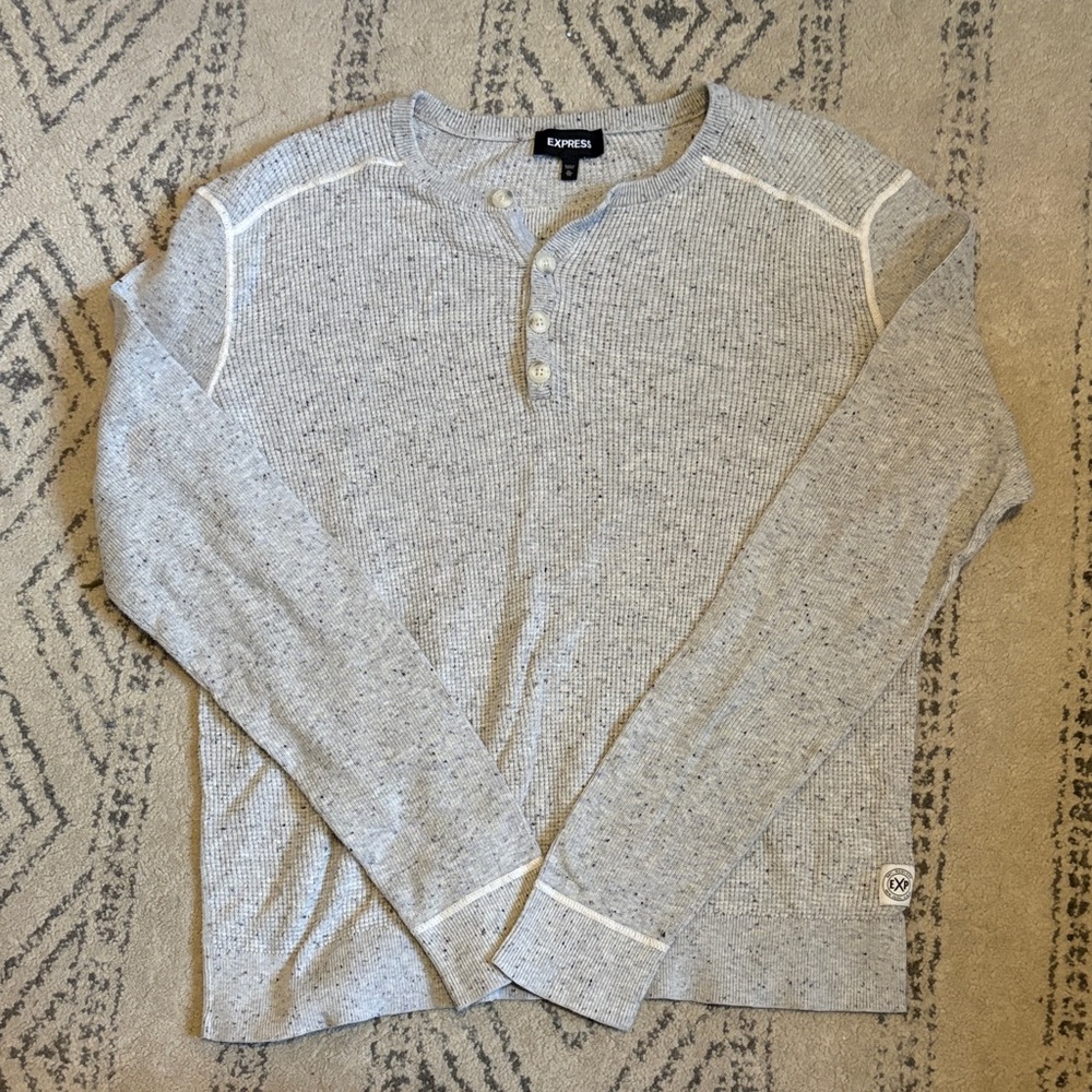 Express Light Gray Henley Top